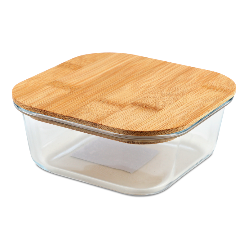 Контейнер д/зберігання 800мл скло бамбукова кришка KYYW575