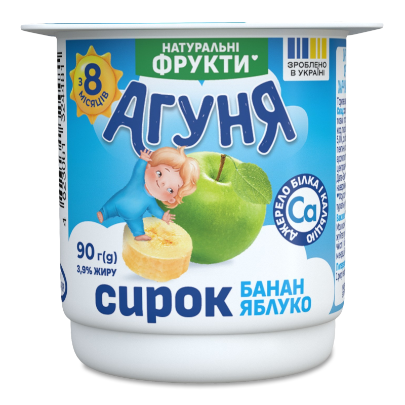 Сирок Банан-яблуко від 8місяців 3,9% 90г стакан Агуня