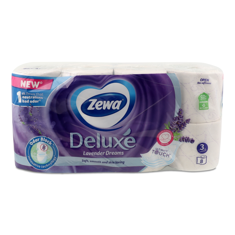 Папір туалетний Делюкс Лаванде дрімс 3шари 8шт Зева
