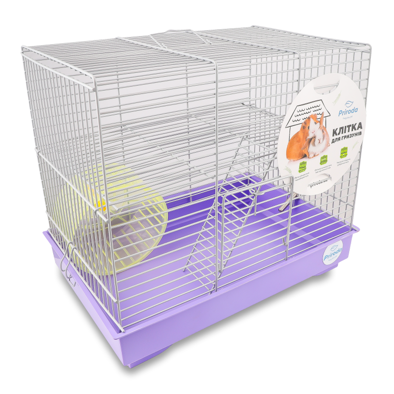Клітка д/гризунів Міккі фіолетова хром з колесом 37*25*30см Природа