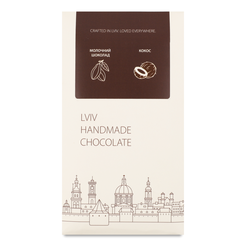 Шоколад молочний з кокосовою начинкою 74г Lviv handmade chocolate