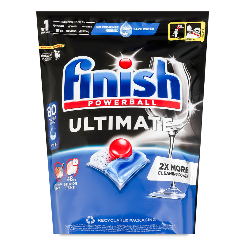 Капсули д/миття посуду в посудомийних машинах Ultimate All in 1 80шт зіп/пакет Finish