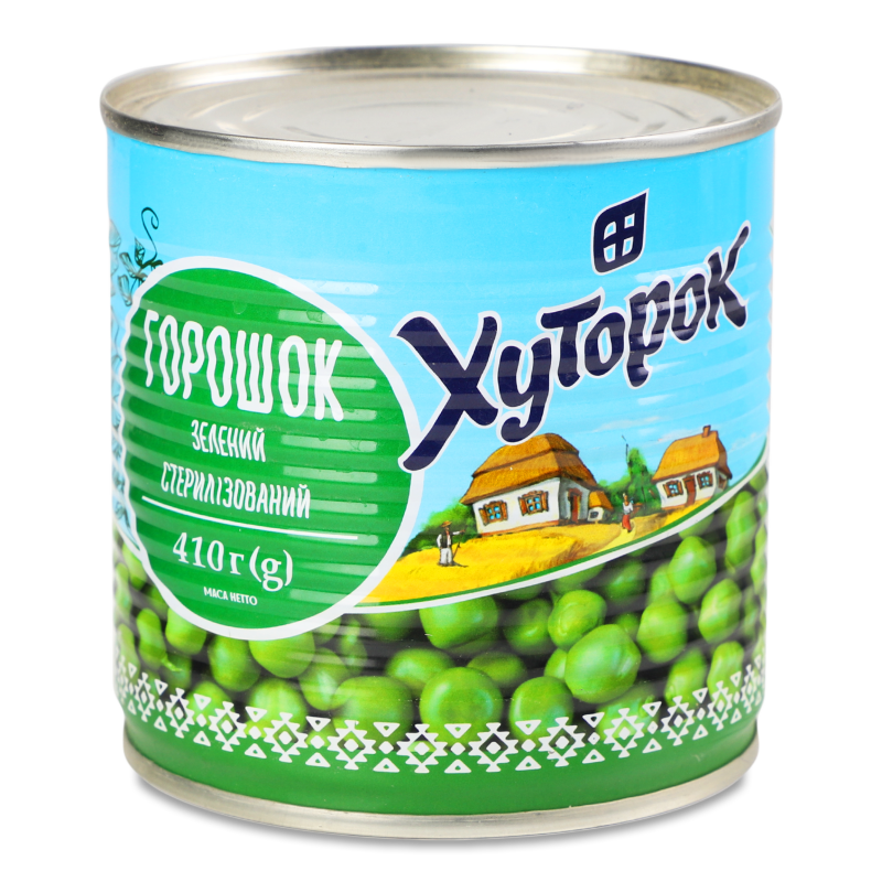 Горошок зелений 420г ж/б Хуторок