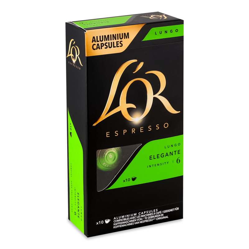 Кава Lungo Elegante мелена смажена 10*5,2г в капсулах L’or