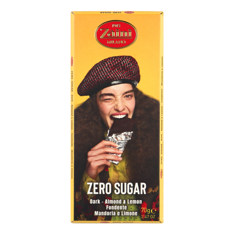 Шоколад чорний Zaini з мигдал-лимоном без цукру(8004735125474