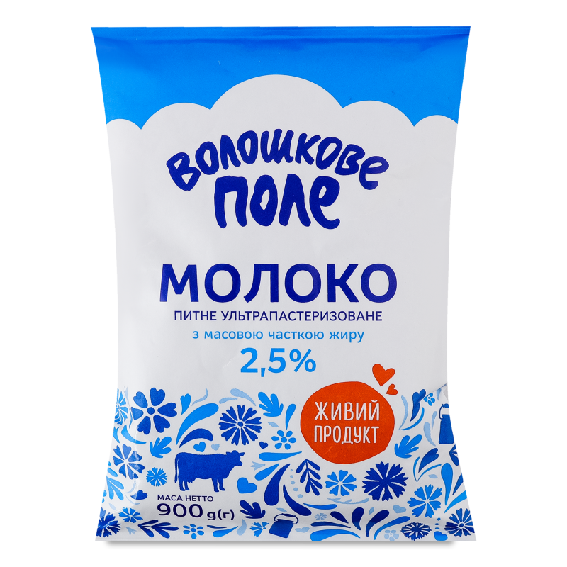 Молоко ультрапастеризоване 2,5% 900г т/фіно Волошкове поле