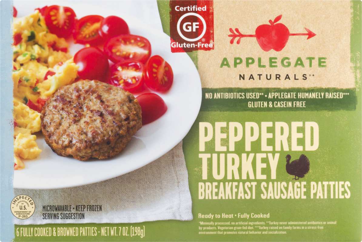 Applegate Naturals Peppered Turkey Breakfast Sausage Patties 6 CT