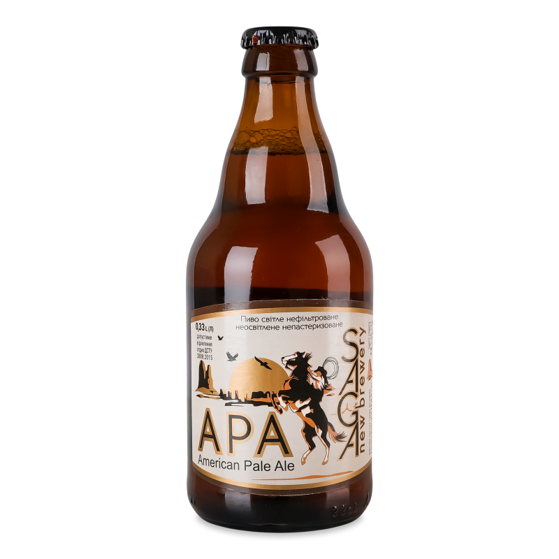 Пиво American Pale Ale світле нефільтроване 4,8% 0,33л скло Saga