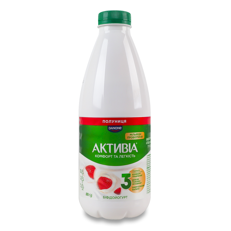 Біфідойогурт питний Полуниця 1,5% 800г пет Активіа