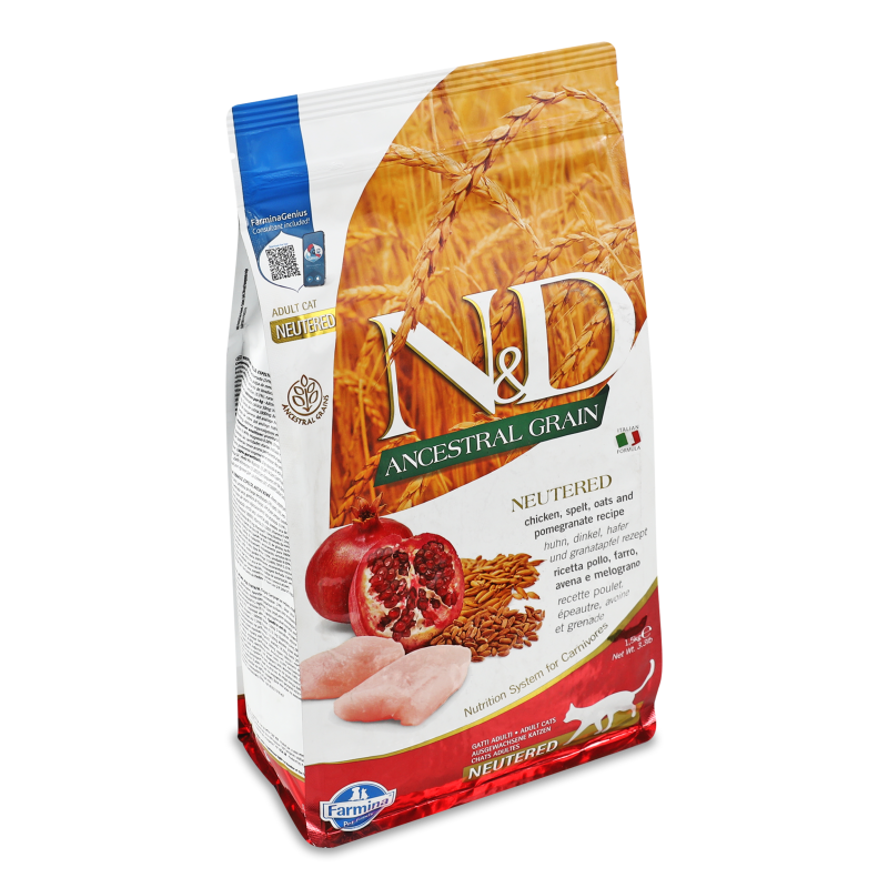 Корм д/стерилізованих котів низькозерновий з куркою та гранатом сухий 1,5кг Фарміна