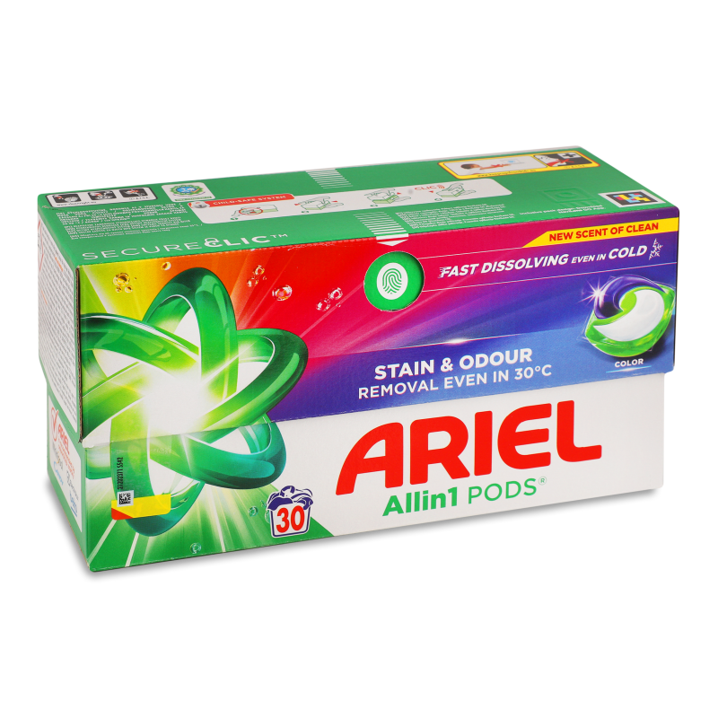 Засіб миючий синтетичний Color Все в 1 30*18,2г капсули Ariel