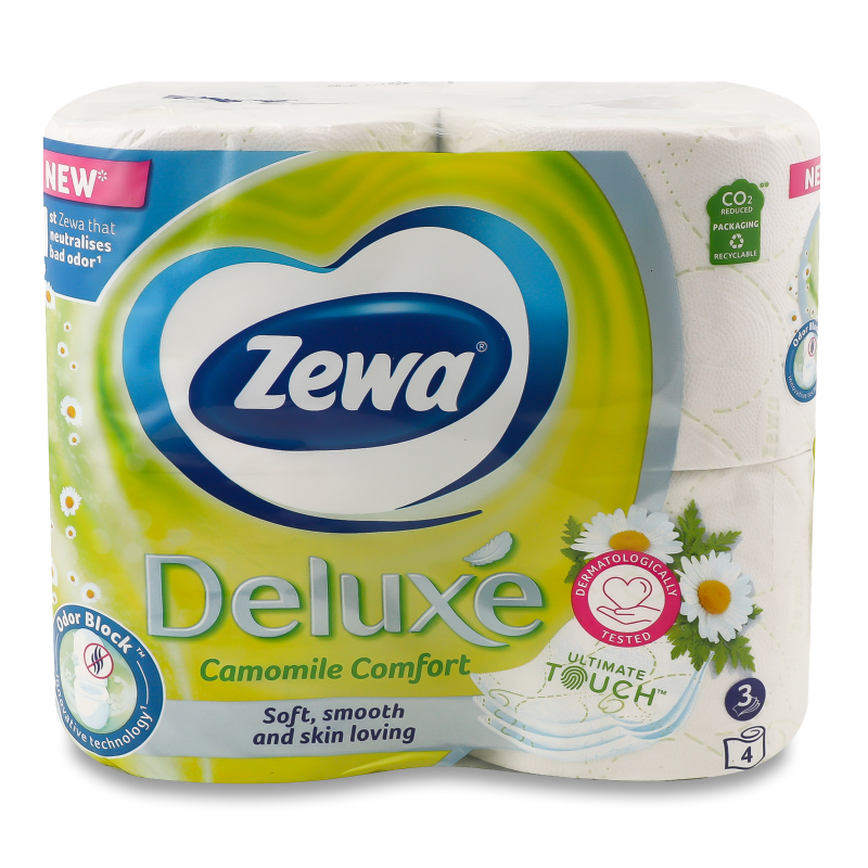 Папір туалетний Делюкс камомайл 3шари 4шт Зева