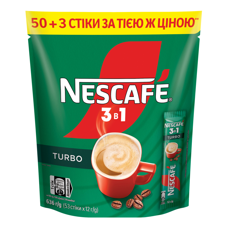 Напиток кофейный растворимый 3в1 Turbo Nescafe м/у 12г Nescafe ...