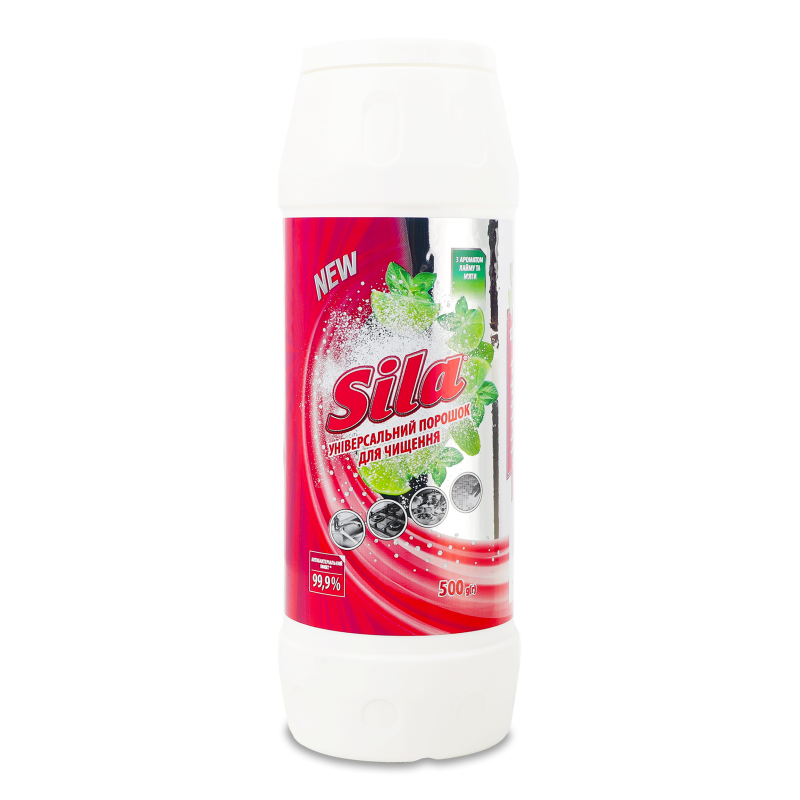 Порошок д/чищення Універсальний з антибактеріальним ефектом з ароматом лайму та м”яти 500г Сіла