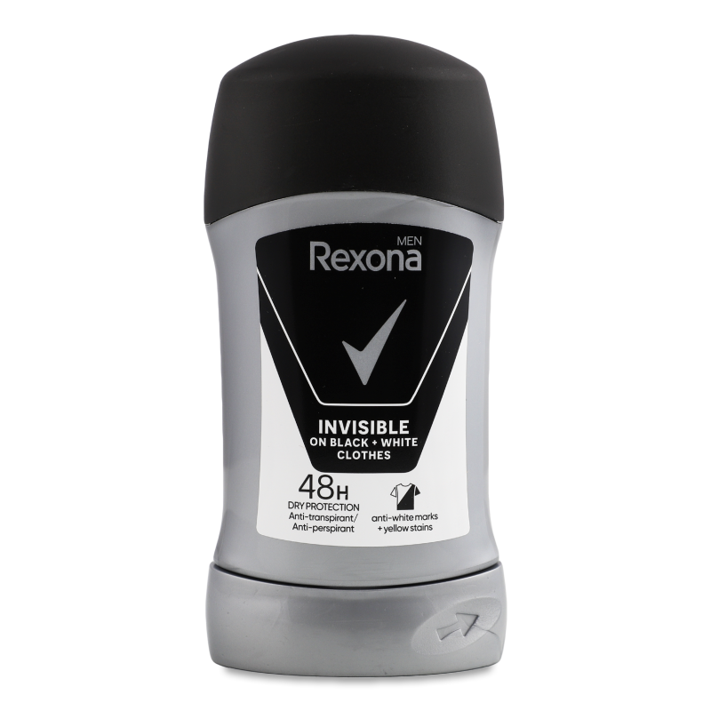 Антиперспірант Моушн Сенс Невидимий на чорному та білому одязі д/чоловіків твердий 50мл Rexona