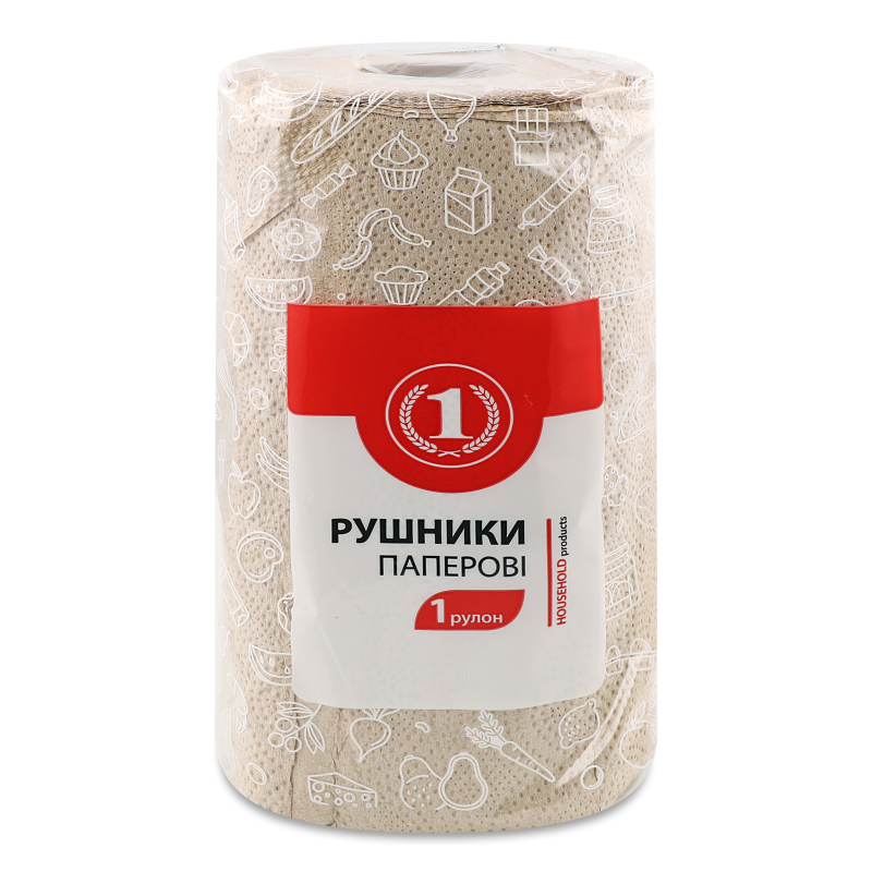 Рушники паперові макулатурні сірі 1шар 191відрив 1шт ТМ “1”