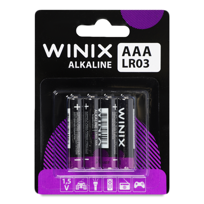 Елемент живлення лужний AAA LR03 4шт Winix