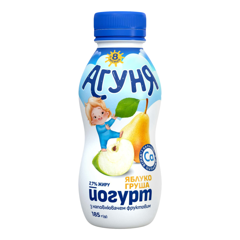 Йогурт 2.7% для дітей від 8міс Яблуко-груша Агуня п/пл