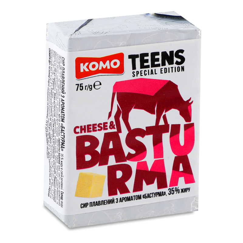 Сир плавлений Teens з ароматом Бастурма 35% 75г Комо