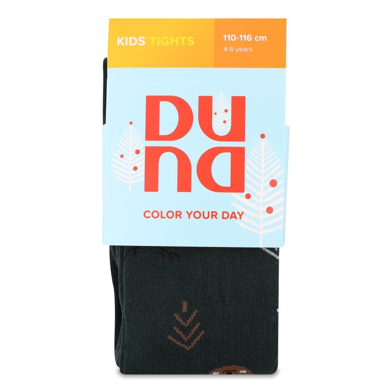 Колготки дитячі темно-зелені з малюнком махровий слід р.110-116 Duna