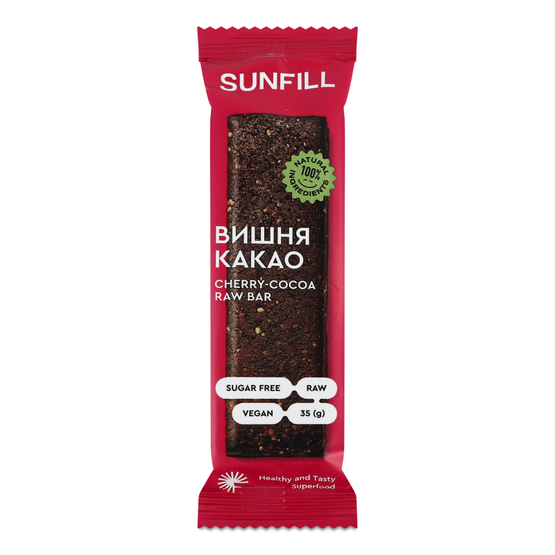 Батончик Вишня-какао без цукру 35г SunFill