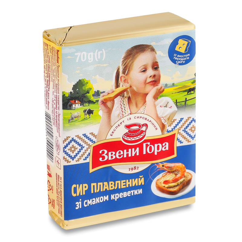 Cир плавлений з смаком креветки 36% 70г Звени Гора