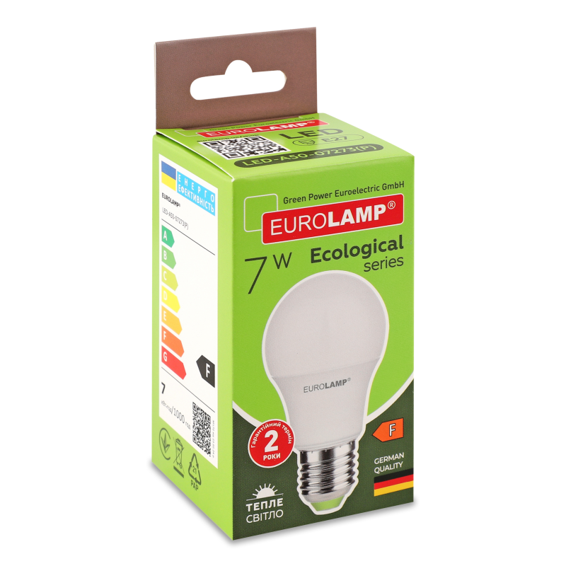 Лампа Еко LED А50 7W E27 3000K Eurolamp