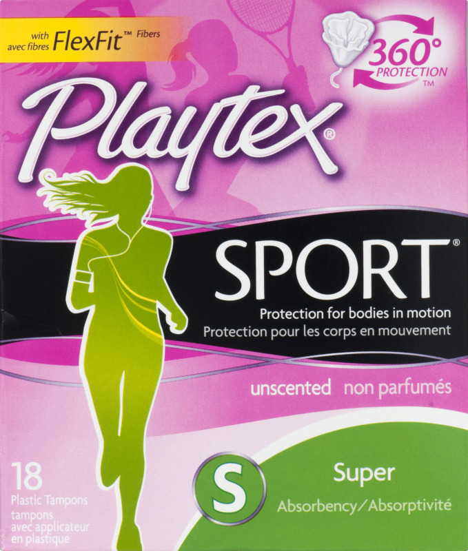 Playtex Plastic Tampons Sport Unscented Super 18 CT Playtex Sport