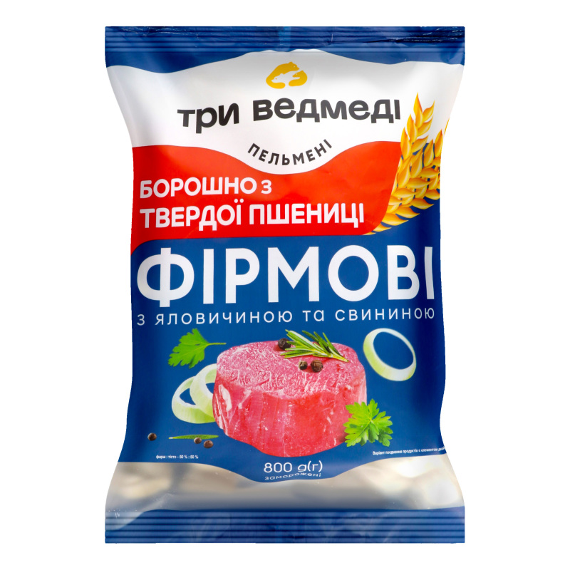 Пельмені з яловичиною та свининою Фірмові Три ведмеді м/у