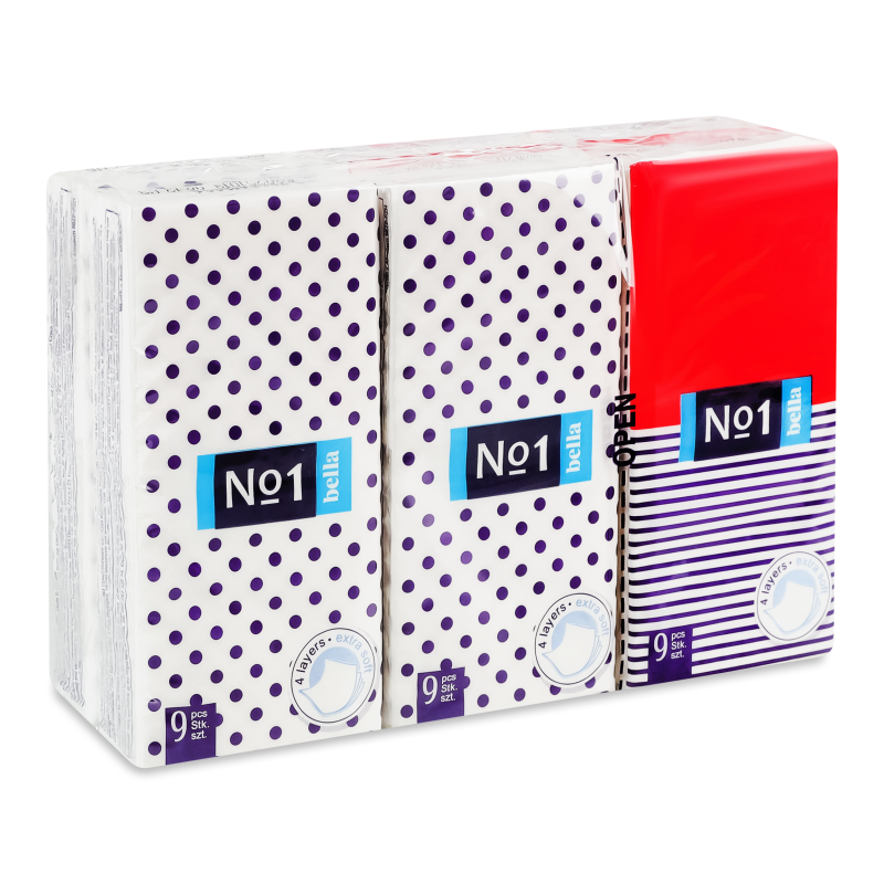 Хустинки носові паперові №1 4шари 6*9шт Белла