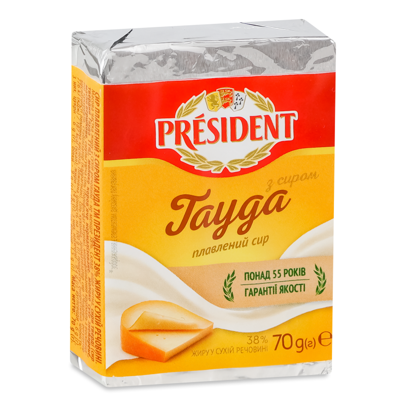 Сир плавлений з сиром Гауда 38% 70г President