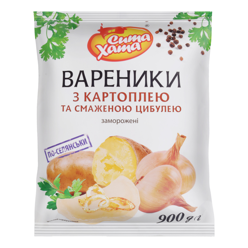 Вареники з картоплею та смаженою цибулею заморожені По-селянськи Сита Хата м/у