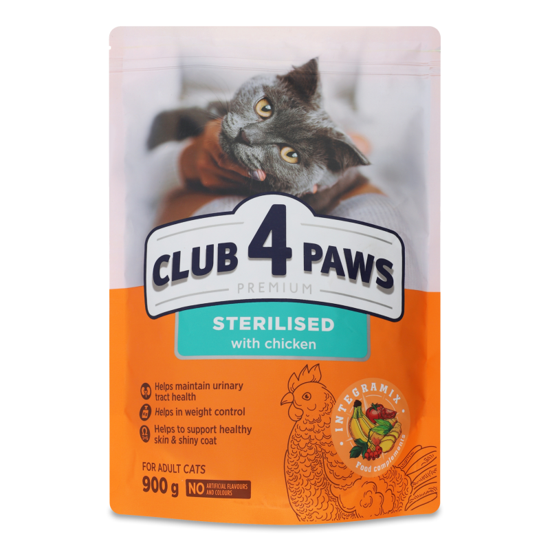 Корм д/дорослих стерилізованих котів Premium сухий 900г Club 4 Paws