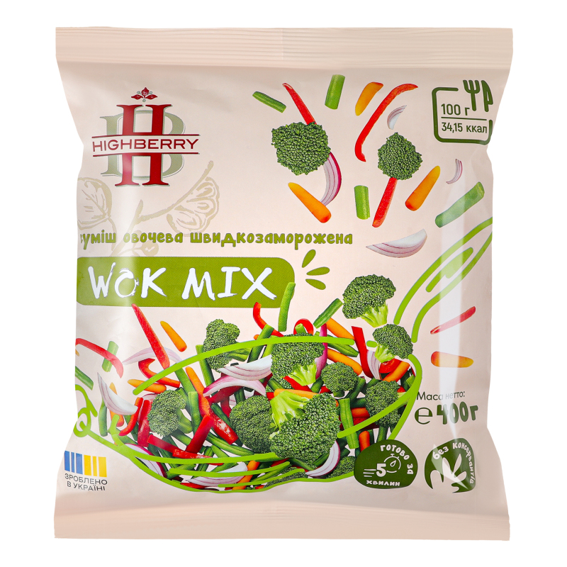 Суміш овочева швидкозаморожена Wok mix Highberry м/у