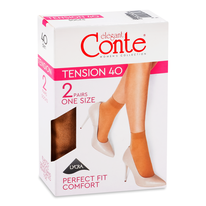 Шкарпетки Теншин натурал 40ден р.23-25 2пари Конте елегант