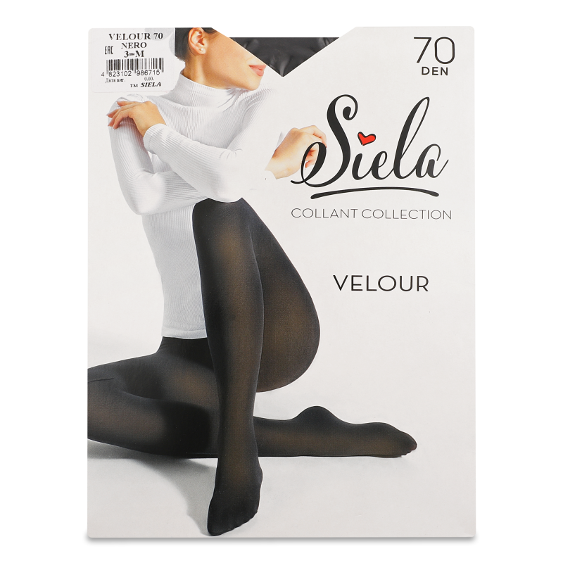 Колготи жіночі Велюр неро 70ден р.3 Сіела