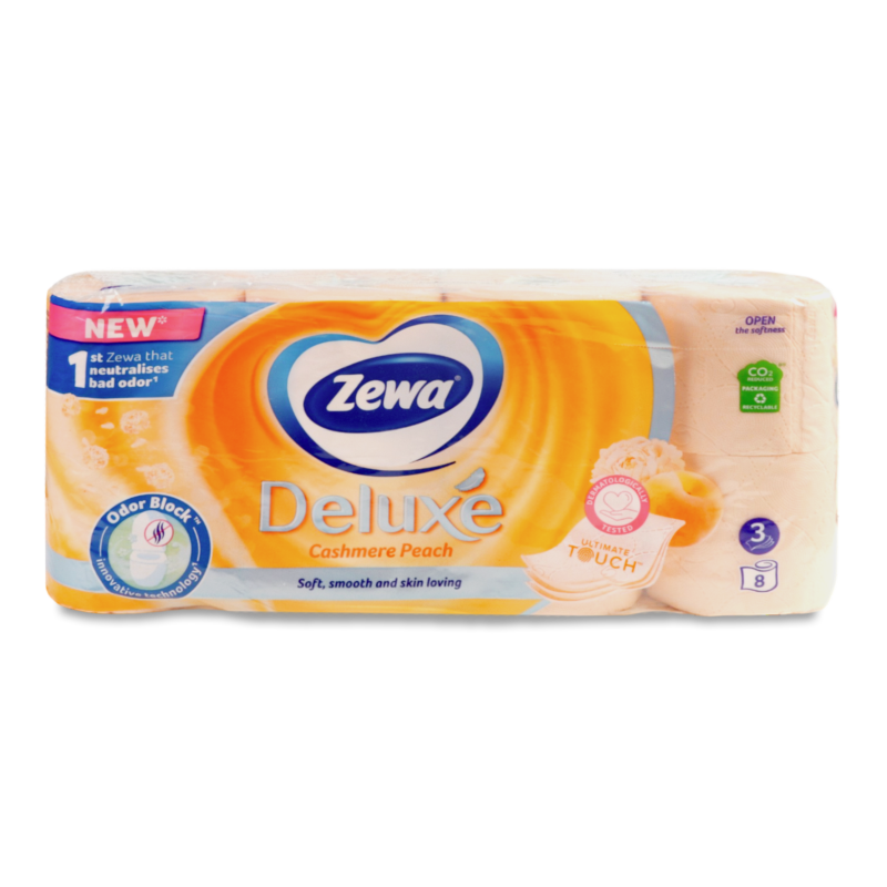 Папір туалетний Deluxe Cashmere Peach 3шари 8шт Zewa