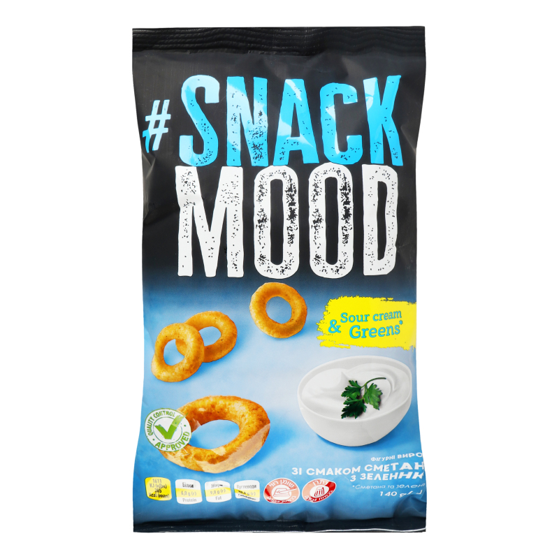 Снеки фігурні зі смаком сметани із зеленню Snack Mood м/у