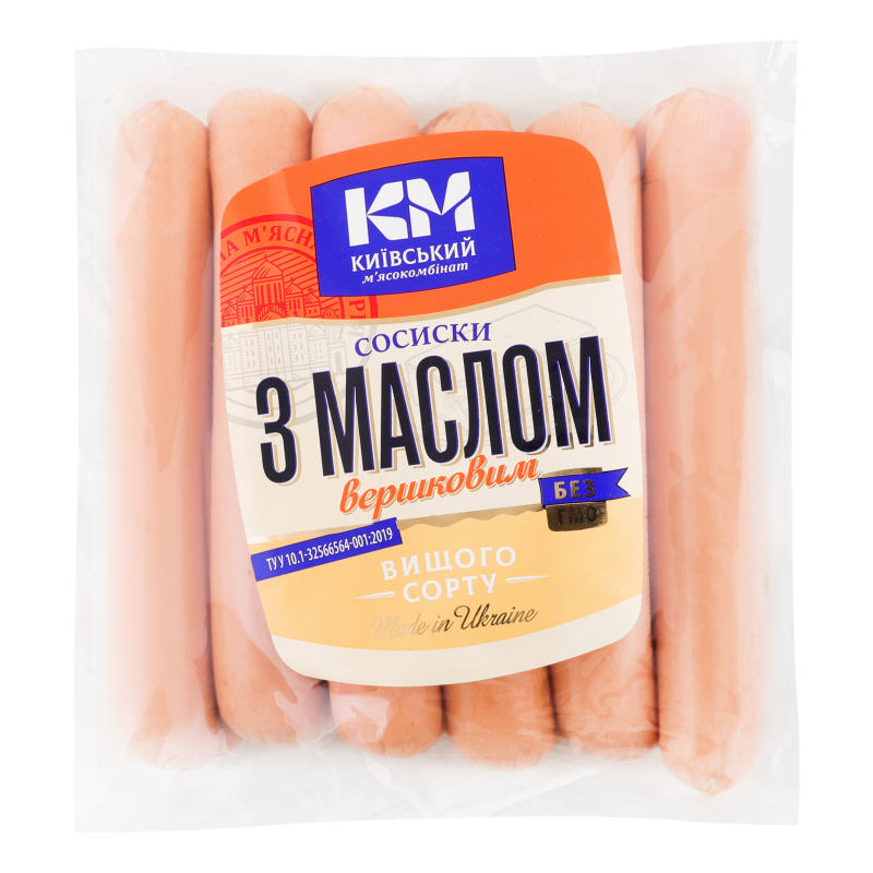 Сосиски З вершковим маслом Київський м'ясокомбінат в/с кг