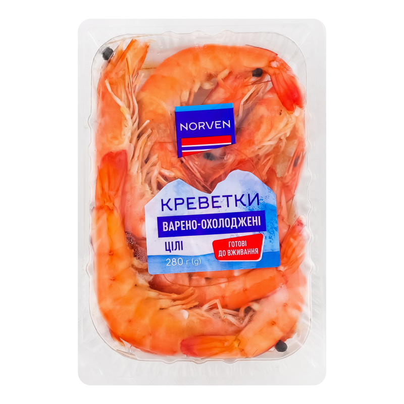Креветки цілі варено-охолоджені 20-40 Norven лоток