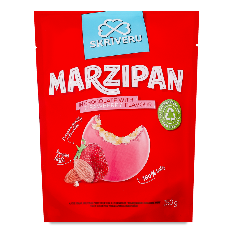 Марципан в білому шоколаді з ароматом полуниці 150г д/п Skriveru