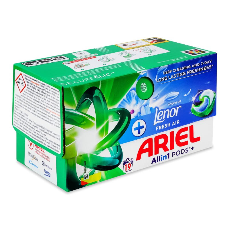 Засіб миючий синтетичний Lenor Fresh air Все в 1 19*20,8г капсули Ariel