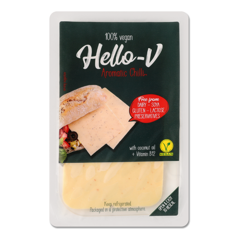 Сир веганський Aromatic Chilli 24% слайси 140г газ/уп Hello-V