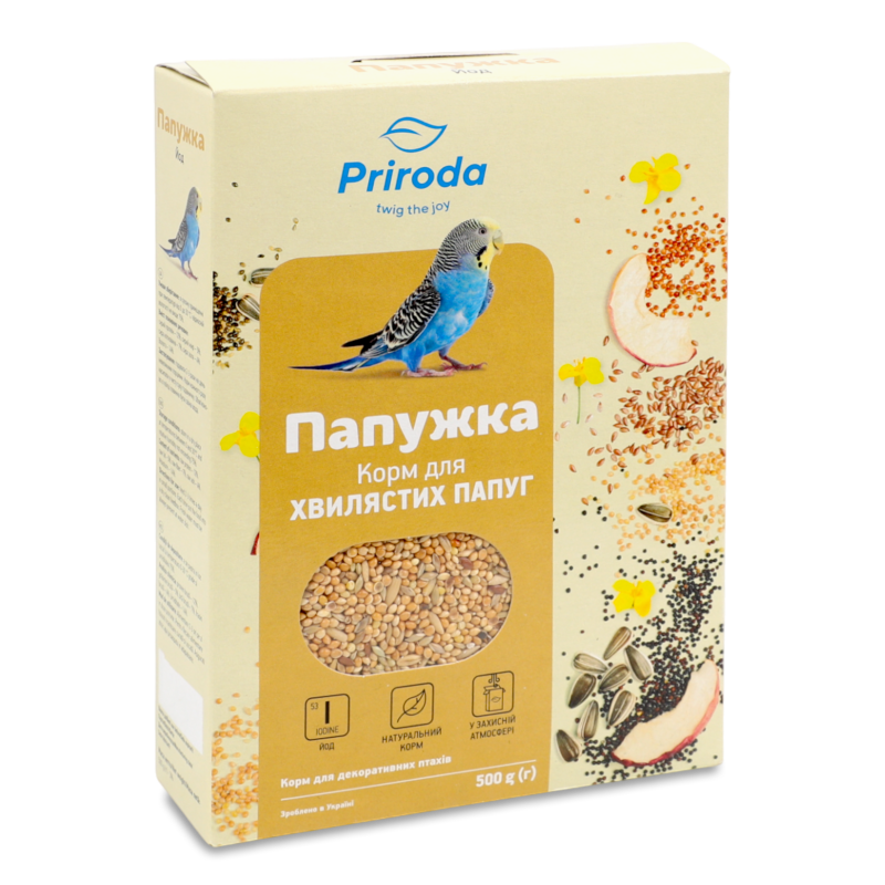 Корм д/хвилястих папуг Папужка Йод 500г Природа