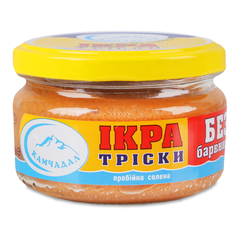 Ікра тріски пробійна солена 180г скло Камчадал