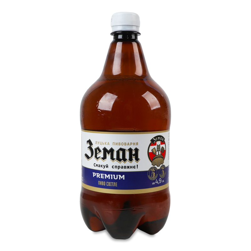 Пиво Premium світле 4,4% 1л пет Zeman