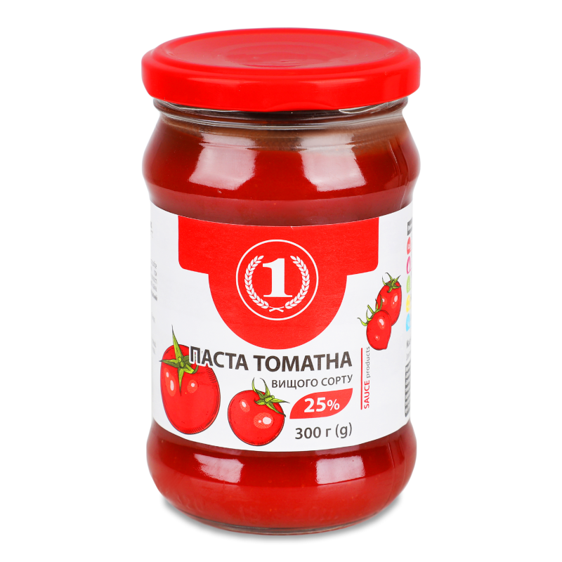 Паста томатна в/г 25% 300г твіст/б ТМ “1”