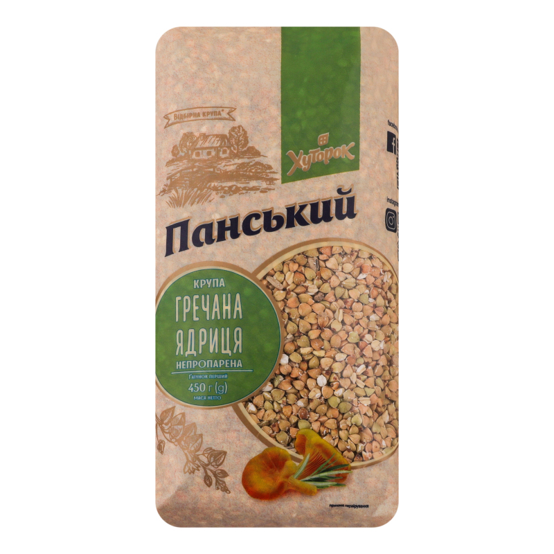 Крупа гречана ядриця непропарена Хуторок Панський 1ґ м/у