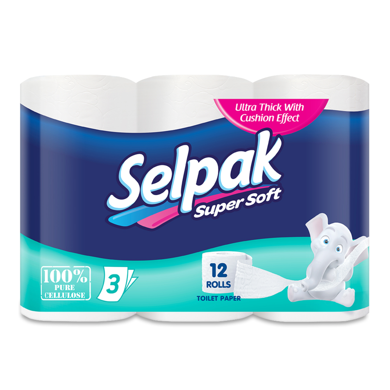 Папір туалетний білий 3шари 12шт Селпак
