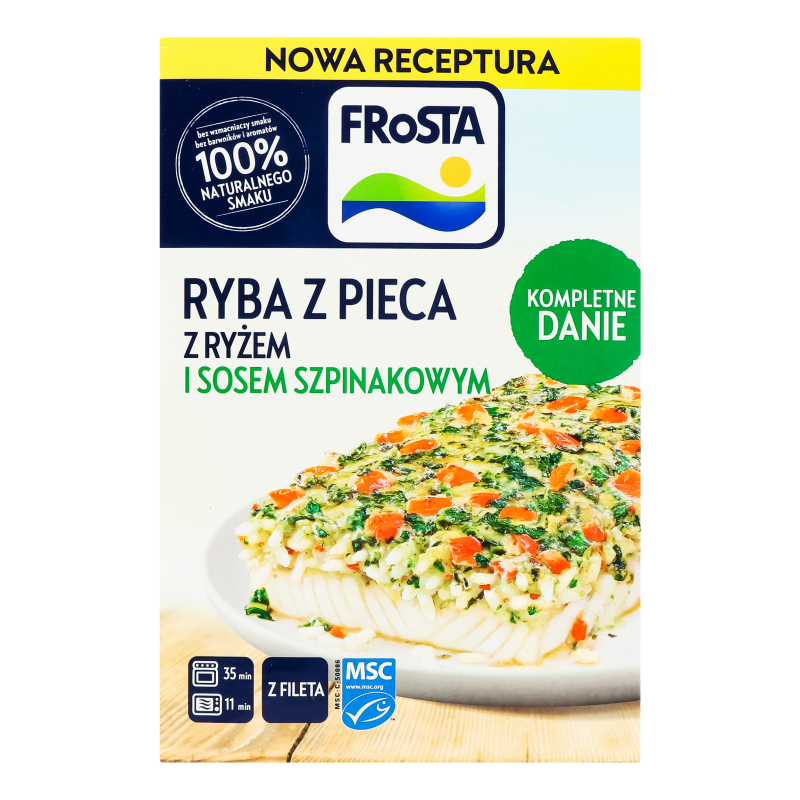 Риба глибокої заморозки запечена з рисом та шпинатним соусом Frosta к/у